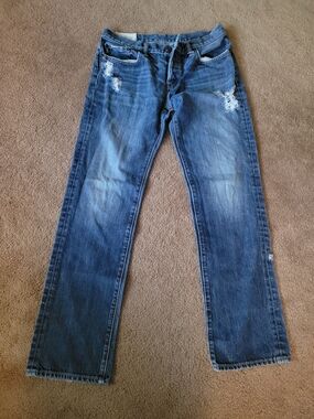 Abercrombie & Fitch Men's Distressed Blue Straight Jeans